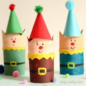 Cardboard Tube Christmas Elf Craft  for kids