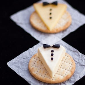 Tuxedo Cheese Crackers New Year's eve appetizer