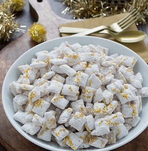 White Chocolate New Years Eve Puppy Chow Appetizer