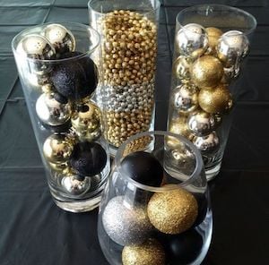 Gold, Black and Silver New Year's Eve Party Decorations