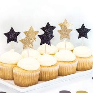 Glittery Star Cupcake Toppers for new years eve