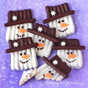 Chocolate Pretzel Snowman Christmas Treats