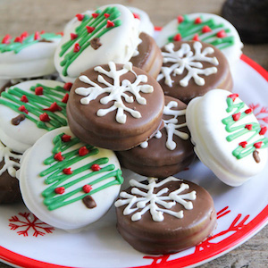 Chocolate Dipped Oreo Snowflakes