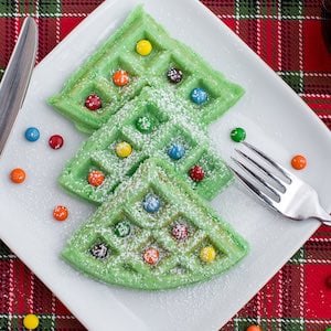 Christmas Tree Waffles breakfast recipe for kids