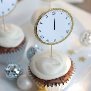 New Year’s Eve Midnight Clock Printable cupcake topper 
