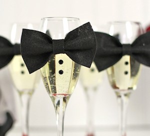 Champagne flutes with Mini Bow Ties 
