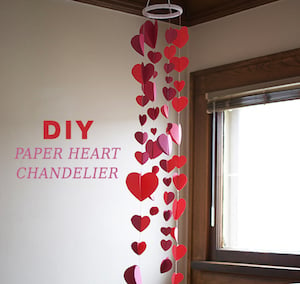 Paper Heart Chandelier Valentine's Day decor idea