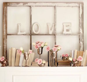 shabby chic Valentine's Day Mantel decor