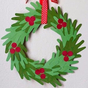 Kids Hand Print Christmas Wreath 