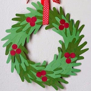 Kids Hand Print Christmas Wreath 