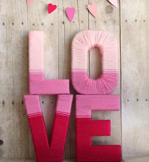 Love Yarn Letters Valentine's Day decor idea