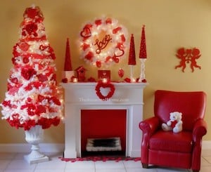 Valentine's Day Decor Using White Christmas Decorations 