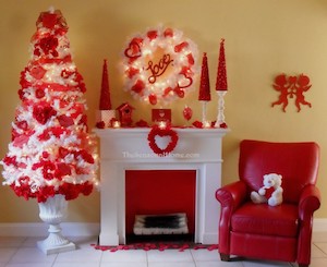 Valentine's Day Decor Using White Christmas Decorations 