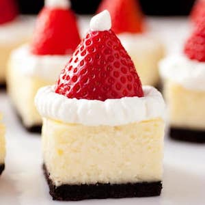 Santa Hat Cheesecake Bites