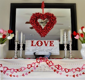 Valentine's Day Mantel Decor