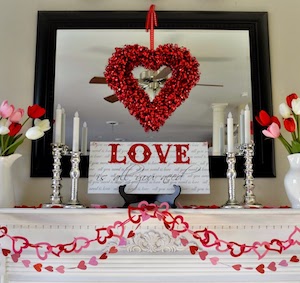 Valentine's Day Mantel Decoration idea