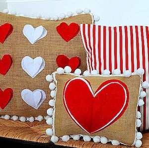 Pom Pom Heart Pillows