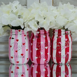 Heart Mason jars Valentine's Day party decor