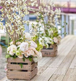 Flowers in a Wood Crate