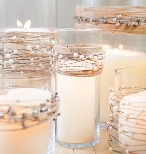 Twine & Pearls Candles wedding centerpiece