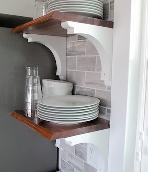 Butcher Block Open Kitchen Shelving