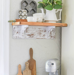 Distressed farmhouse kitchen floating Shelf 