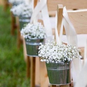 Hanging Baby's Breath Pails