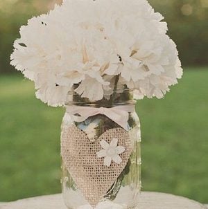 Burlap Heart Flower Jar