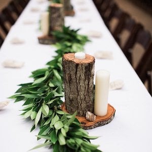 Greenery and Wood Logs Wedding Table Decor Centerpiece