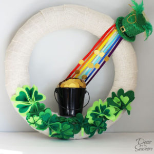 Pot of Gold with Rainbow Burlap Wreath