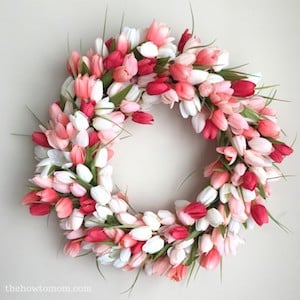 Coral & Peach Faux Tulips Wreath