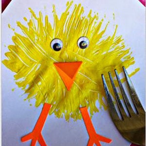 easter chick painting with a fork