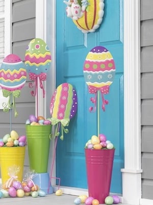 Decoraciones de Pascua para porche al aire libre