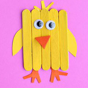 Mini Popsicle Stick Chicks easter craft for kids