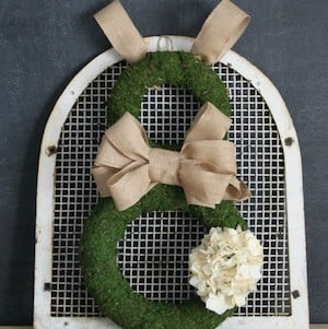  Moss Easter Bunny Wreath with burlap bow