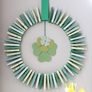 St Patrick's Day Clothespin Wreath