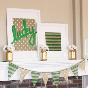  St Patrick's Day Burlap Mantel Decoration