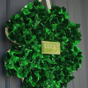scrap fabric Shamrock Wreath