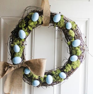 spring grapevine wreath with moss