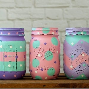 easter egg decorated Mason Jars craft