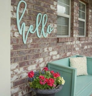 Hello Front Porch Sign curb appeal idea