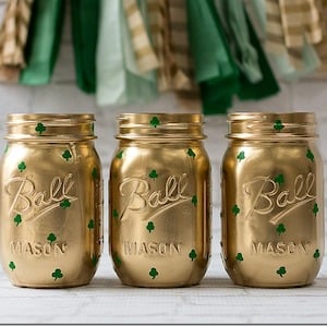 Shamrock Mason Jars st patrick's day decoration 