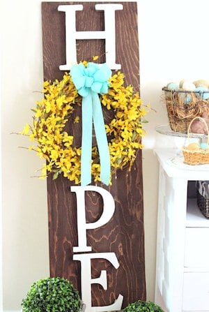 Wooden Hope Wreath Sign 