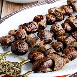 Steak and Mushroom kabobs