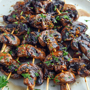 Balsamic Garlic Grilled Mushroom Skewers bbq side dish