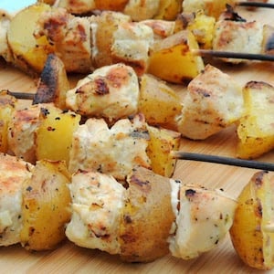 Beer, Ranch Chicken & Potato Skewers