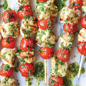 4 Ingredient Chicken Pesto Kabobs