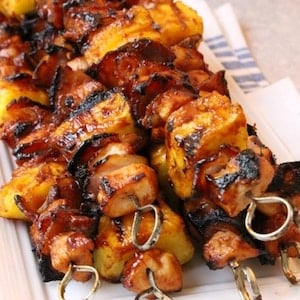 BBQ Chicken Bacon Pineapple Kabobs