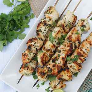 Grilled Garlic Cilantro Chicken kabobs