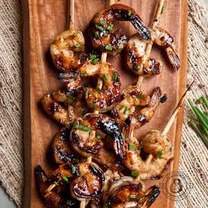 Honey Balsamic Beer Glazed Shrimp kabobs